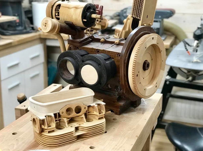 Illustration for article titled This Hand-Carved Wooden Volkswagen Engine Is a Thing of Strange and Staggering Beauty